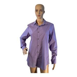 Calvin Klein Women's Purple Button Up  Cotton Dress Shirt Size S